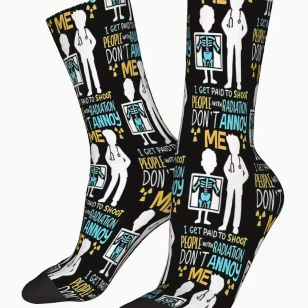 NEW X-Ray Tech Radiology Socks Funny Novelty Black Unisex Mens Womens One Size